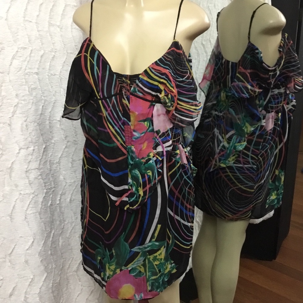 Ark & Co 100% SILK Cold Shoulder Dress